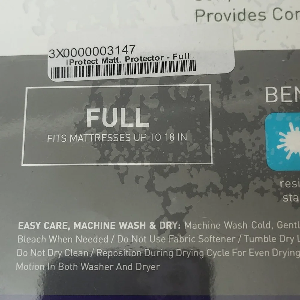 BedGear iProtect Full Size Mattress Protector Waterproof Stain Resistant New